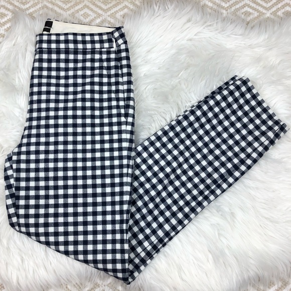 J. Crew Martie Pant Gingham Blue & White 00 - Picture 1 of 16